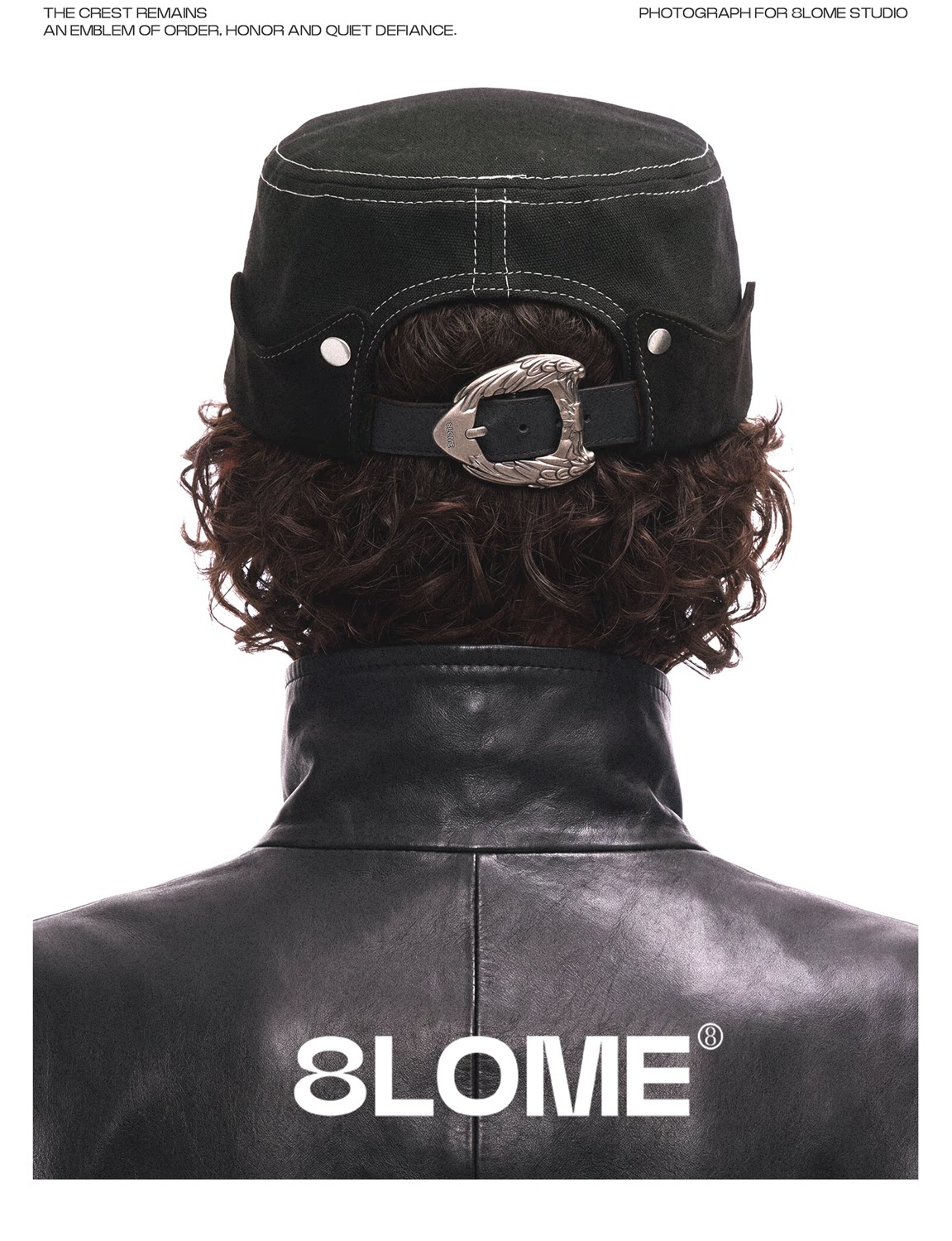 8LOME Leather Embroidered Flat Top Baseball Cap