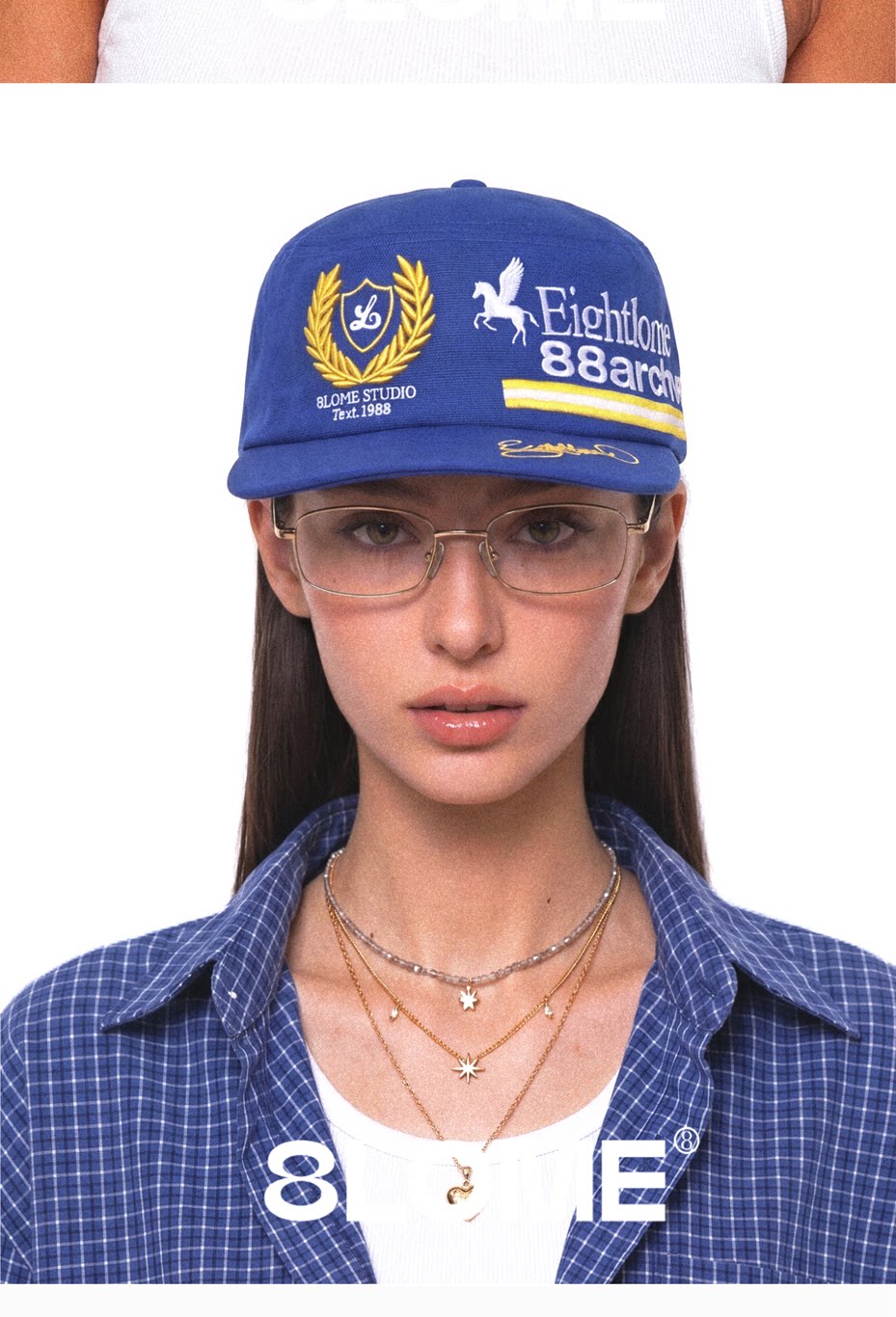 8LOME Cotton Embroidered Flat-Top Baseball Cap