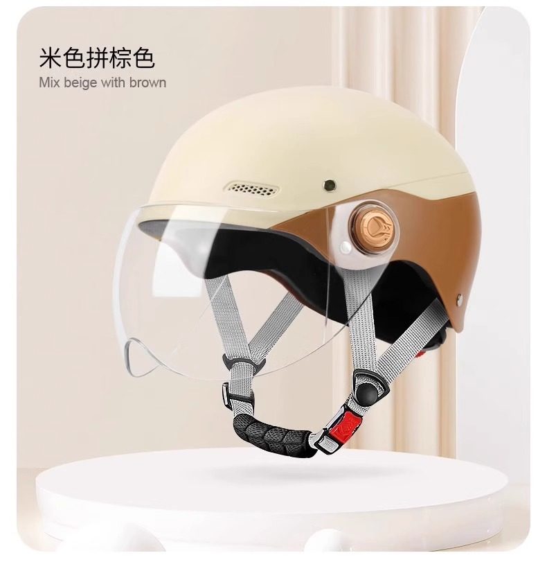 New National Standard 3C Certified Electric Vehicle Helmet, Suitable for All Seasons, Men's and Women's Models, Half Helmet for Electric Bikes, Motorcycle Safety Helmet