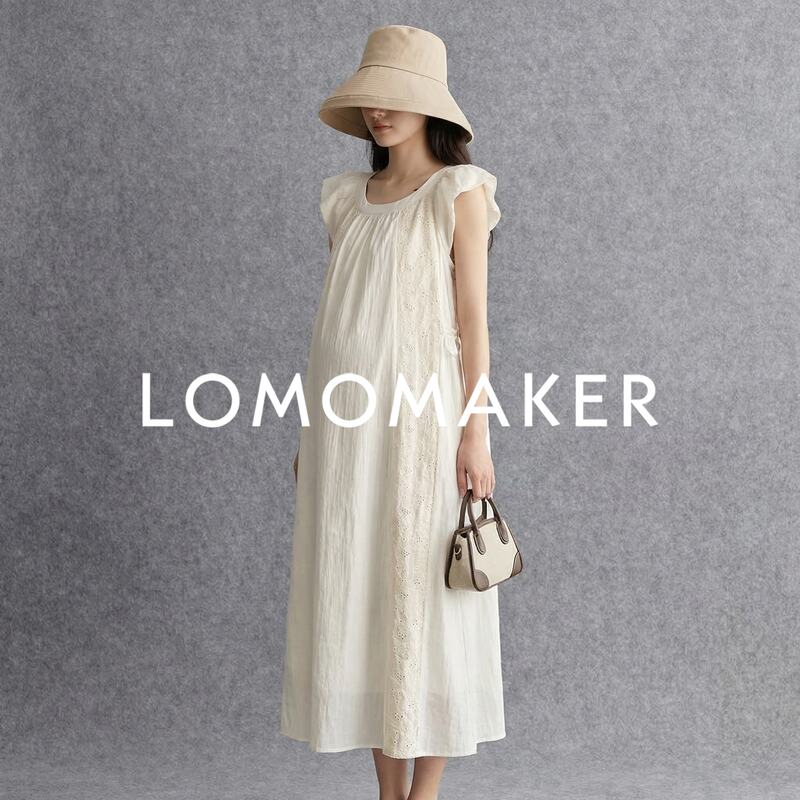 French Lomomaker【Lace Dress】Maternity Dress Summer Casual Round Neck Long Style Simple Style French Lomomaker【Lace Dress】Maternity Dress Summer Casual Round Neck Long Style Simple Style