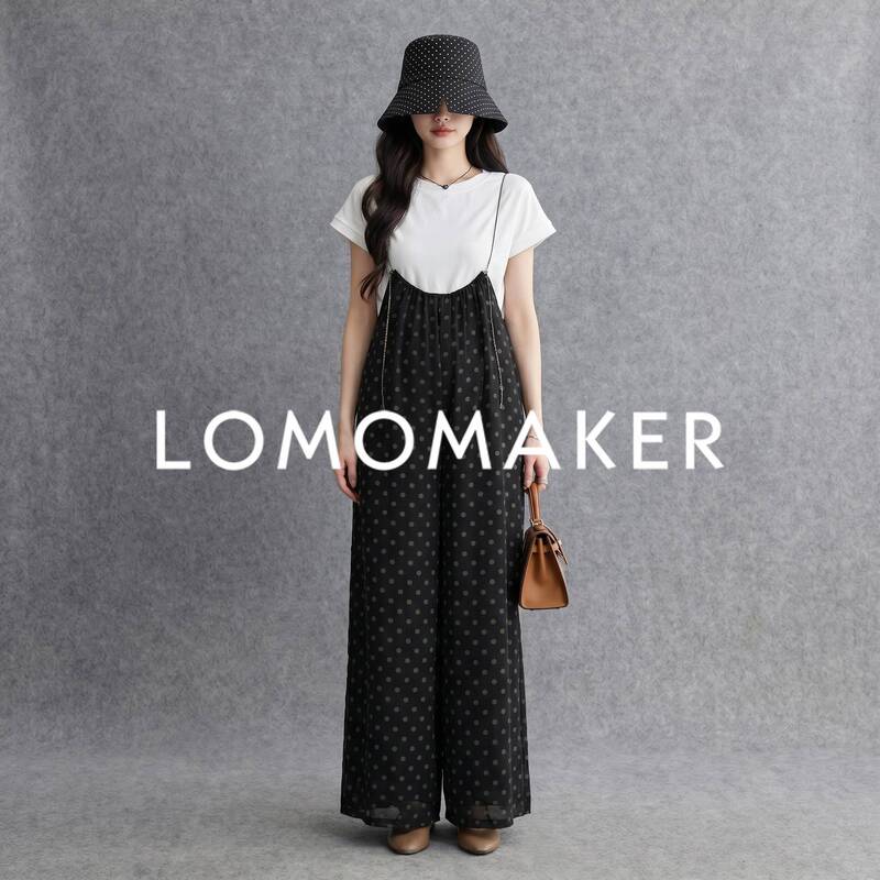 French Lomomaker Maternity Wear White T-Shirt Polka Dot Overalls Summer French Style Lazy and Versatile French Lomomaker Maternity Wear White T-Shirt Polka Dot Overalls Summer French Style Lazy and Versatile