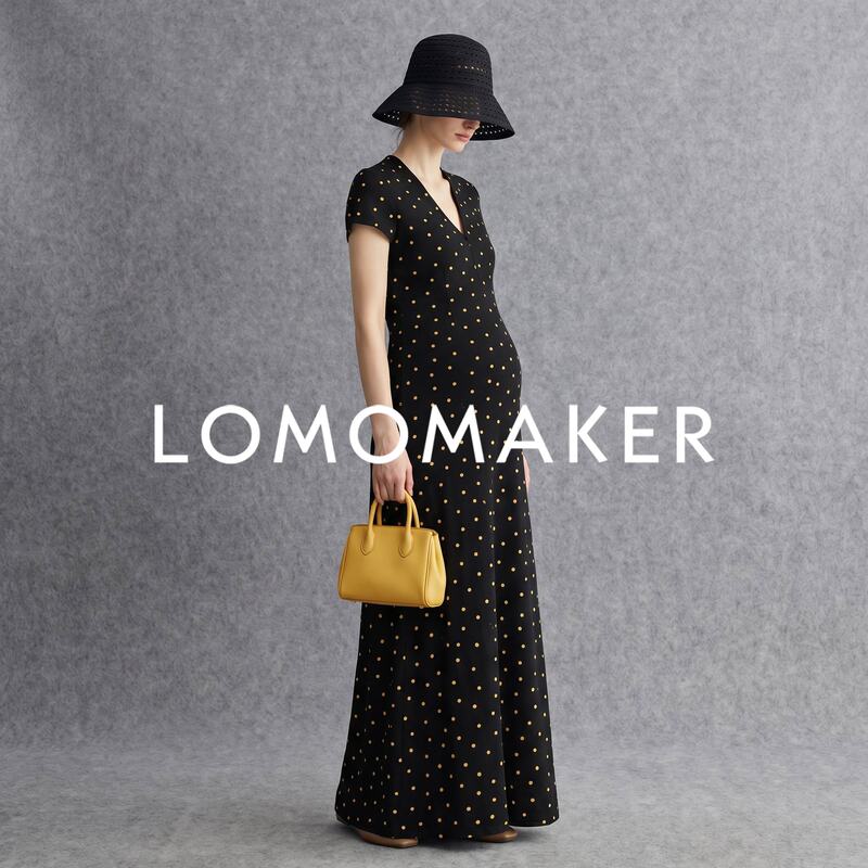 French Lomomaker [V-Neck Polka Dot] Maternity Dress Summer French-Style Loose Belly-Covering Dress