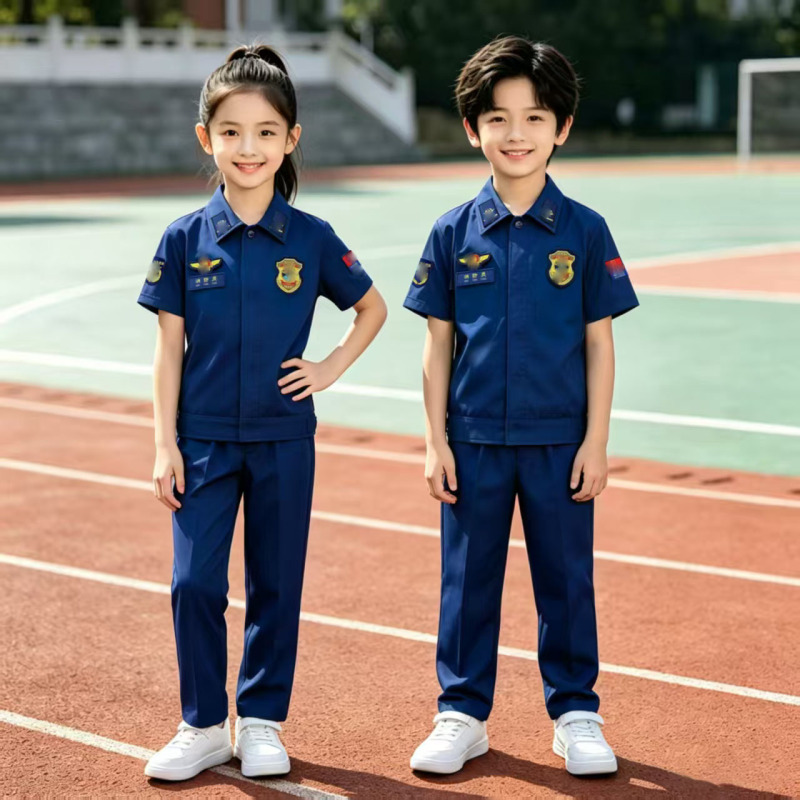 New Summer Short-Sleeved Children's Duty Uniform, Spring and Autumn Long-Sleeved Suit, Blue Jacket, Dad's Same Style Duty Uniform New Summer Short-Sleeved Children's Duty Uniform, Spring and Autumn Long-Sleeved Suit, Blue Jacket, Dad's Same Style Duty Uniform