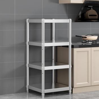 Stainless steel kitchen storage rack floor-standing household shelves multi-layer microwave oven storage rack clamping storage rice cooker rack