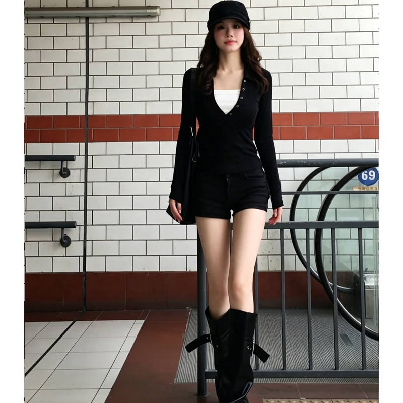 Black High-Waisted Denim Shorts for Women 2026 New Style Petite Slimming Hip-Covering American Style Casual Hot Pants