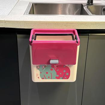 Multifunctional bracket plastic bag without punching kitchen trash can hanging bathroom trash can wall-mounted storage