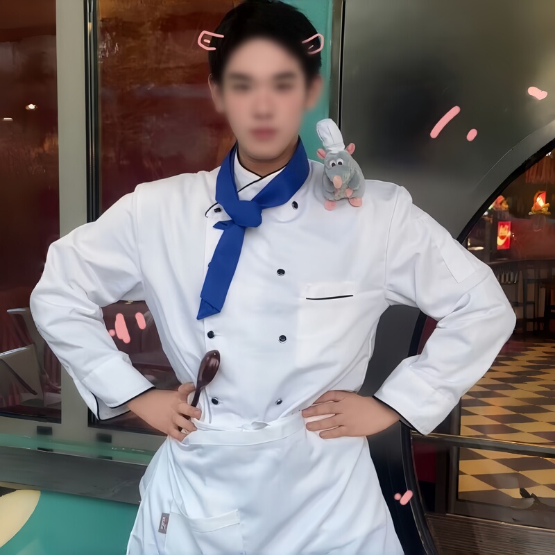 Ratatouille Cosplay Chef Uniform Apron Hat Halloween Men's Couple Style Cute Character Funny Costume