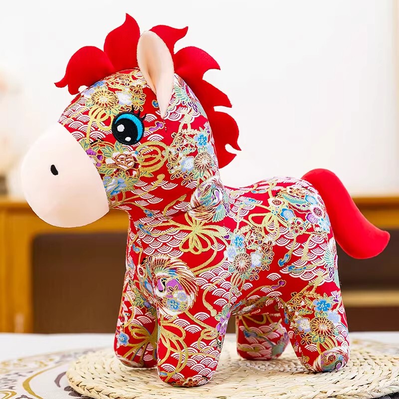 German 2026 Year of the Horse Mascot Zodiac Horse Plush Toy 4-Color Fabric Horse Company Annual Meeting Event
