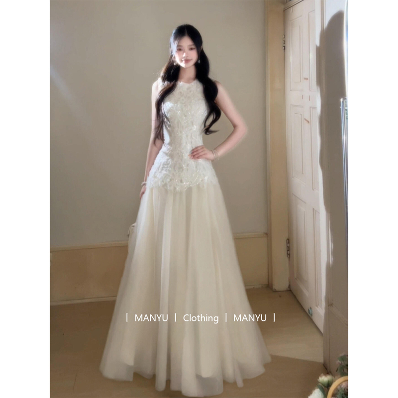 2026 Stunning Dress for Women, Elegant Socialite Birthday Engagement Gown, Heavy Mesh Patchwork Holiday-Style Long Dress