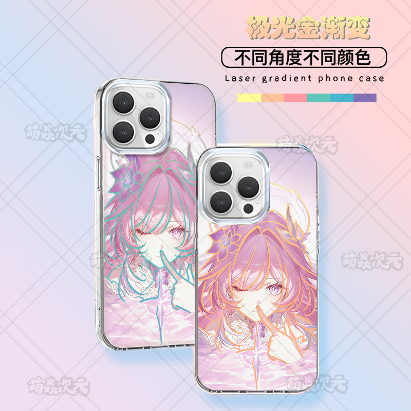 Reflective Anime-Style Phone Case with Lines Suitable for Apple, Huawei, Honor, Vivo, Xiaomi, Redmi, Oppo, Meizu, Oneplus, with Silver Light Matte Finish, Full Protection, Anti-Drop, Aurora Gold Gradient