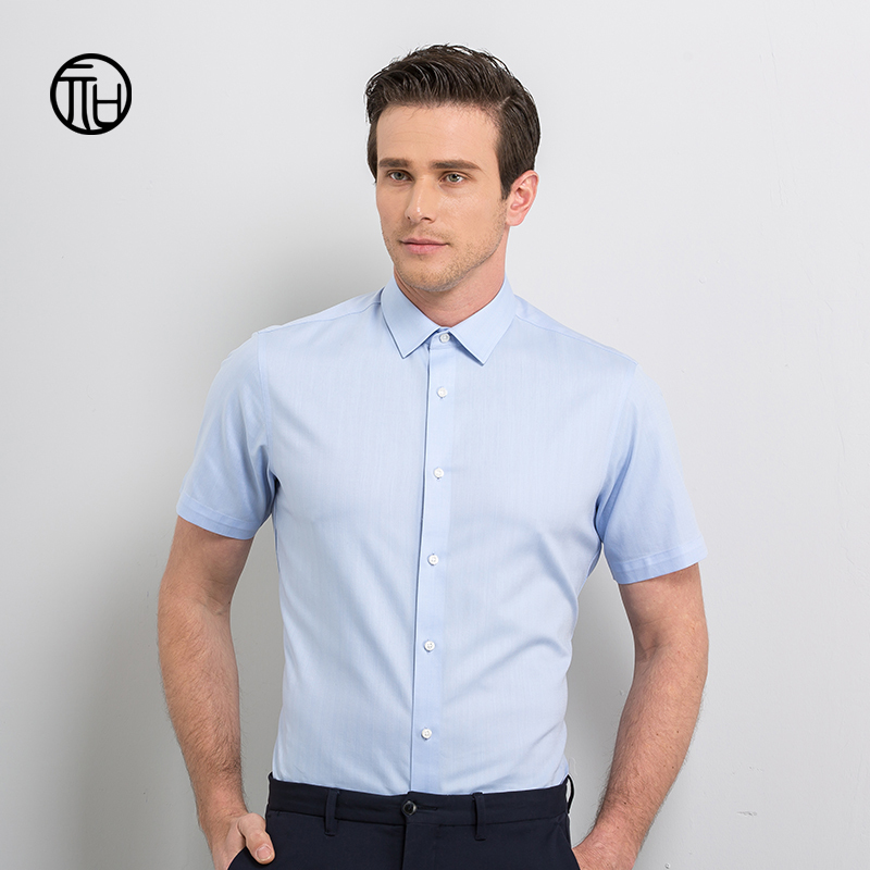 Pima Cotton Ready-To-Wear No-Iron Business Casual High Yarn Count Small Jacquard Short-Sleeved Shirt/8002