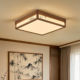 Song Dynasty Aesthetic Circular Chandelier, Multi-Layer Retro Style, Solid Wood Bamboo Leaf Landscape Painting Ceiling Light, Main Lighting Fixture for Living Room and Bedroom