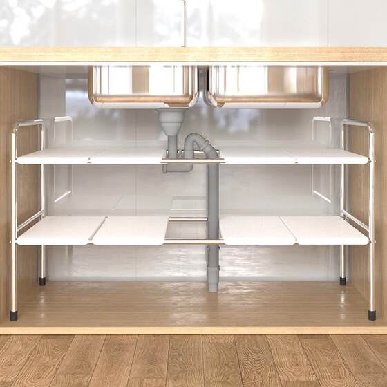 卫生间浴室下水槽置物架储物橱柜内分层收纳架抽拉式台下整理架子