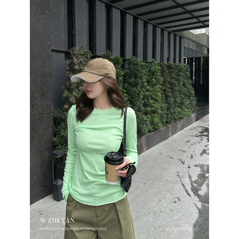 Wang Zhiyan Slim T-Shirt Thin Long-Sleeve Sunscreen T-Shirt for Women Summer Slim Fit Basic Versatile Cover-Up Top