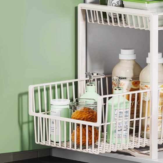 下水槽置物架抽拉式浴室柜下收纳盒多层卫生间洗手台下柜子分层架