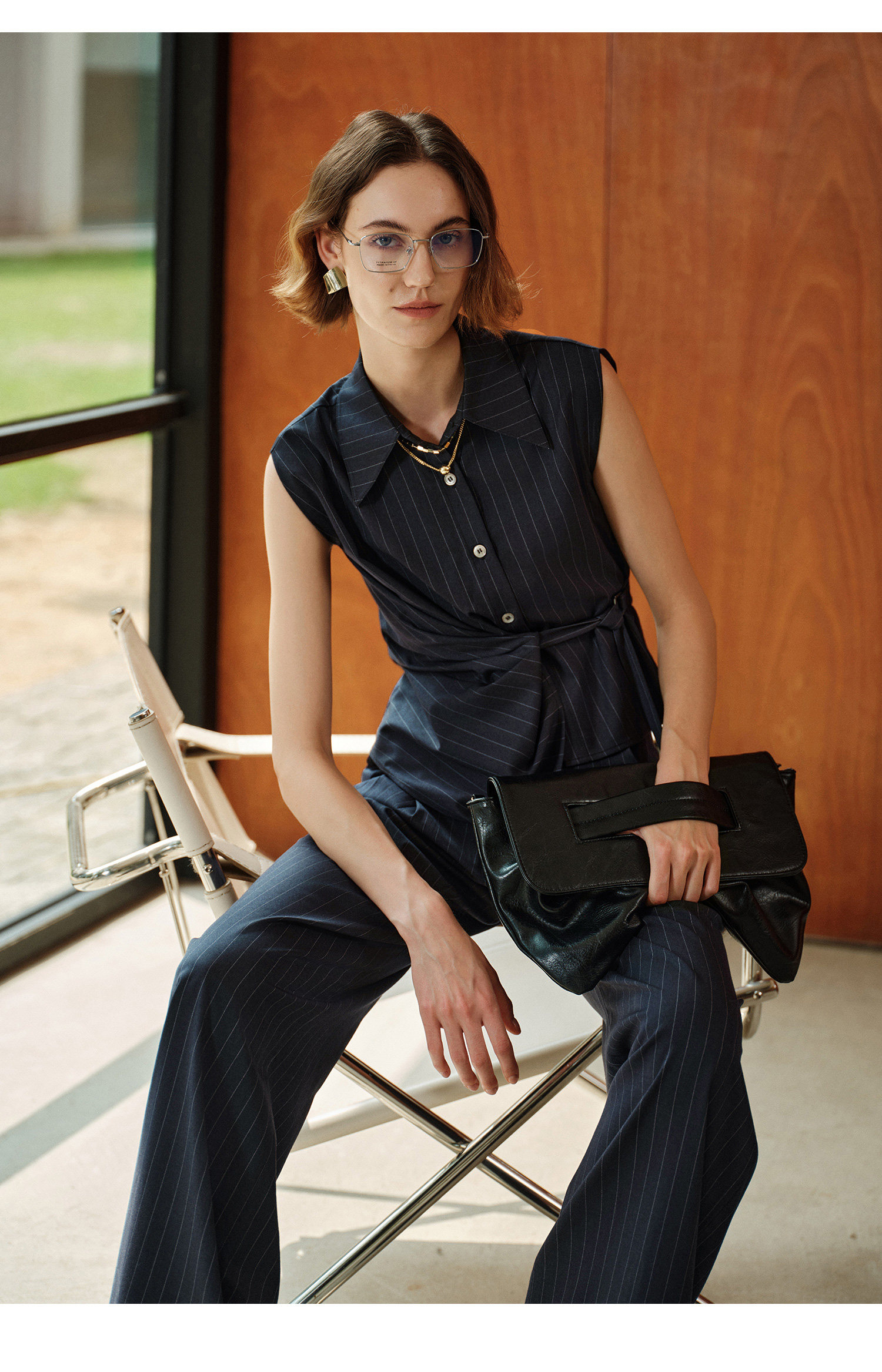 Old Money Striped Shirt Tie-Up Early Autumn Top - Taobao product photo 7