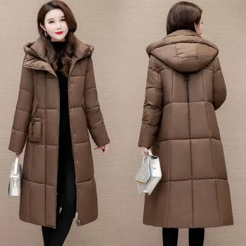 2025 women's new winter mid-length hooded thickened cotton clothing 2025 women's new winter mid-length hooded thickened cotton clothing