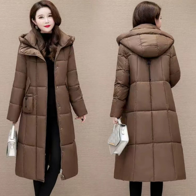 2025 women's new winter mid-length hooded thickened cotton clothing