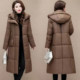 2025 women's new winter mid-length hooded thickened cotton clothing