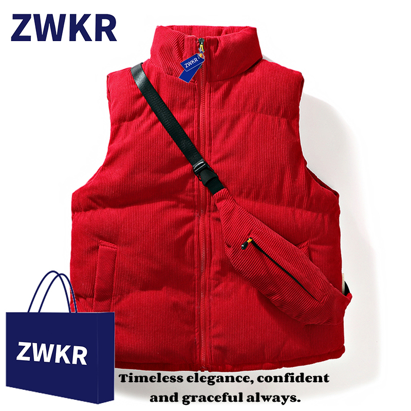 Bright Red Corduroy Vest for Men, 2026 New Model, Autumn and Winter, Fleece-Lined and Thickened, Sleeveless Vest Bright Red Corduroy Vest for Men, 2026 New Model, Autumn and Winter, Fleece-Lined and Thickened, Sleeveless Vest