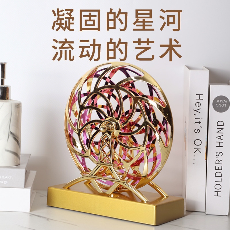 Square Base with Internal and External Dual Rotation, Gradient Visual Dislocation Flower Perpetual Motion Device, Desktop Model Rotating Magnetic Pendulum