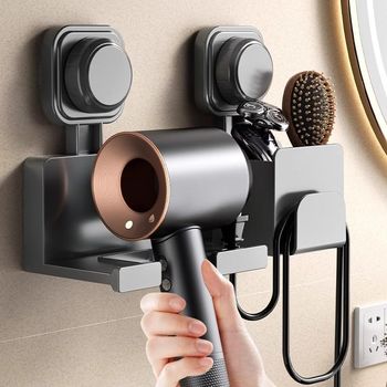 Suction cup hair dryer storage rack without hole punching bathroom hair dryer bracket hair dryer rack bathroom storage wall hanger