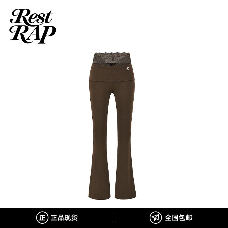 【Authentic in Stock】Restrap Lace Patchwork High-Waisted Flared Yoga Pants Slim Fit Drapey Stretch Casual Pants 【Authentic in Stock】Restrap Lace Patchwork High-Waisted Flared Yoga Pants Slim Fit Drapey Stretch Casual Pants