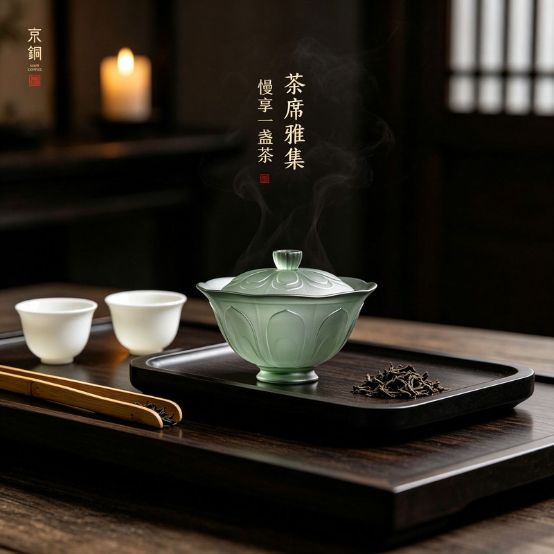 Jingtong Glazed Three-Piece Gaiwan Tea Cup Set for Home Use, Kung Fu Tea Set, New Chinese Style Tea Room, Zen-Inspired Single-Serving Gaiwan Jingtong Glazed Three-Piece Gaiwan Tea Cup Set for Home Use, Kung Fu Tea Set, New Chinese Style Tea Room, Zen-Inspired Single-Serving Gaiwan