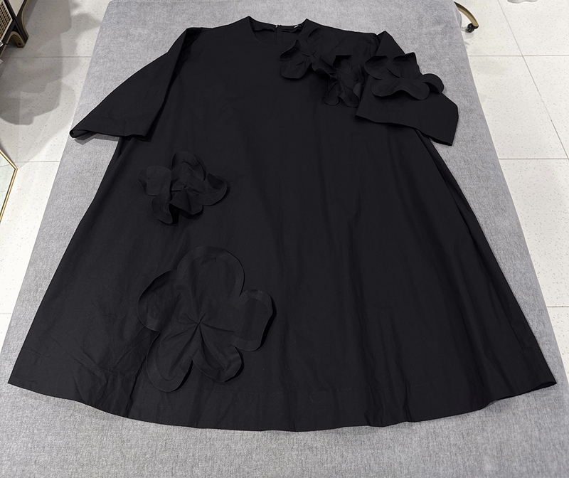 Jiangnan Brand Summer Dress with Three-Dimensional Floral Design, Loose Short-Sleeved H-Line Cotton-Like Light Dress
