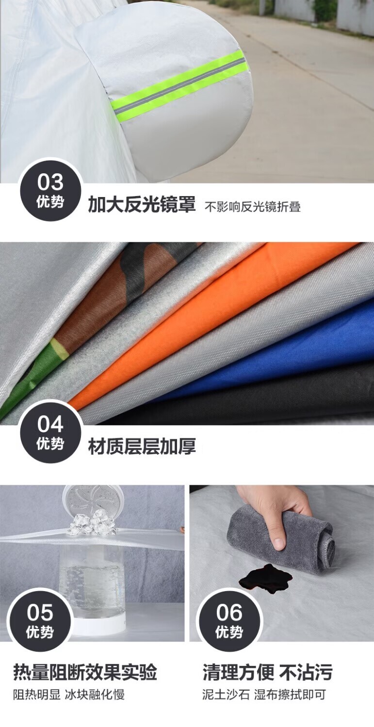 Car Sunshade, Sun Protection, Thickened and Fleece-Lined Oxford Cloth Car Cover, Full Cover, Rainproof Car Cover, in Stock