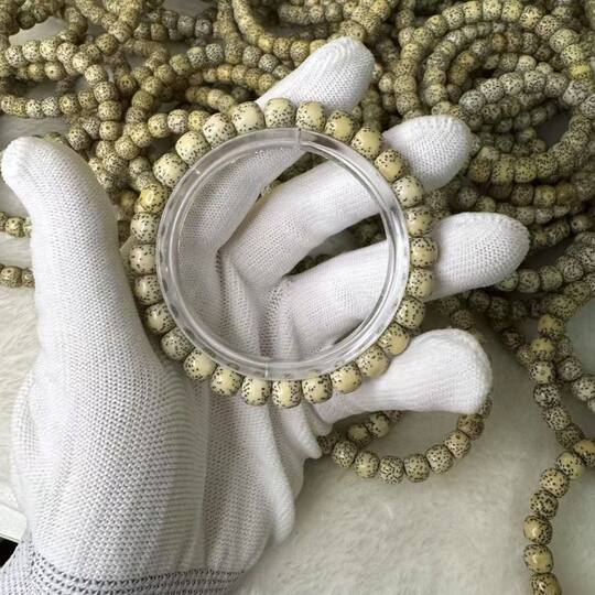 糯冰料陈籽盘玩原脂石玉料星月菩提手串单圈佛珠高油高密糯冰料