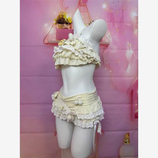 Little Sweet Shop Original Design Little Bee Loli Halter Top Short Skirt Hot Girl Sexy Pure Desire Style Swimsuit Set