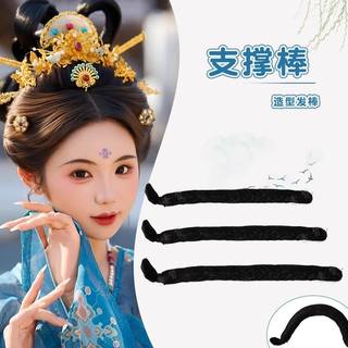 Peluca hanfu, estilo de traje antiguo, moño alto, moño de soporte, bolso para el cabello estilo dinastía tang, ming y song, palo para el cabello de alambre de hierro de estilo antiguo, estilo hada