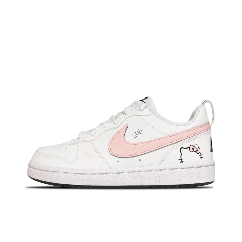 Officially Authenticated Nike Court Borough Pink Cat Low-Top Sneakers for Women, Pink and White Custom Sneakers