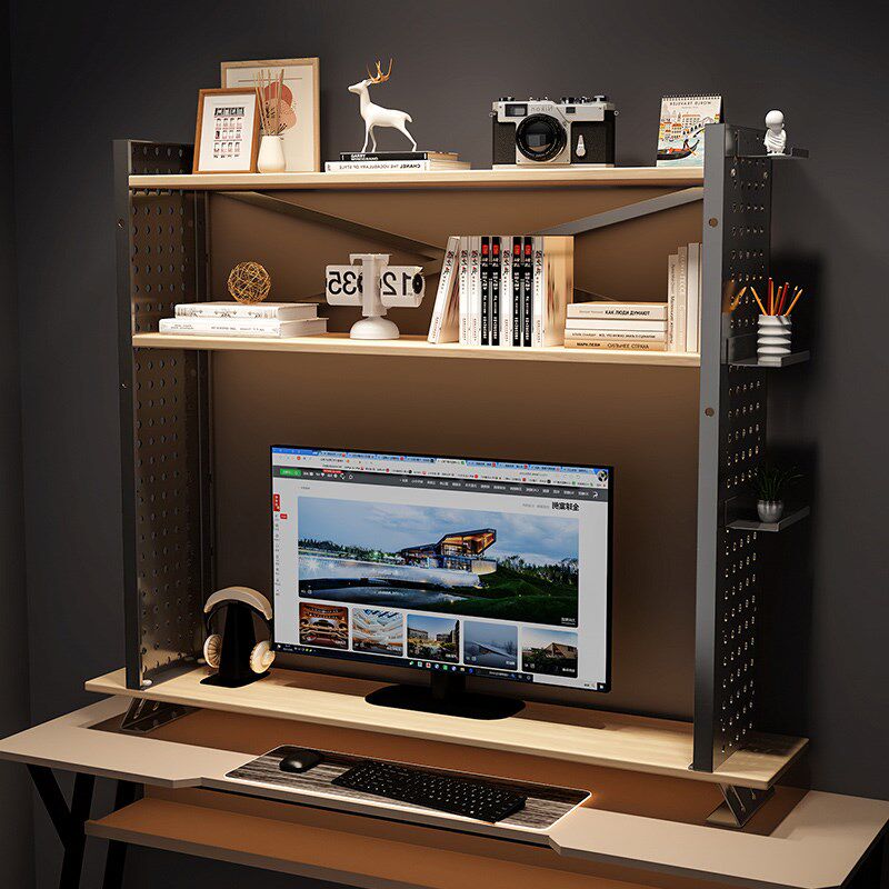 Perforated board desktop storage rack desk bookshelf multi-layer desk computer desk storage Q rack monitor elevated rack
