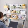 Perforated board no punching wall hanging fixed storage rack w desktop dormitory kitchen bathroom wall partition wall hanging storage