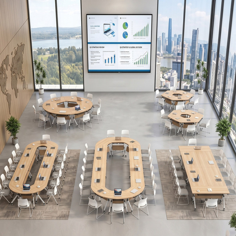Conference Table, Foldable Office Training Table, Multiple Combinations of Modular Conference Room Tables, Mobile Large Training Desks Conference Table, Foldable Office Training Table, Multiple Combinations of Modular Conference Room Tables, Mobile Large Training Desks