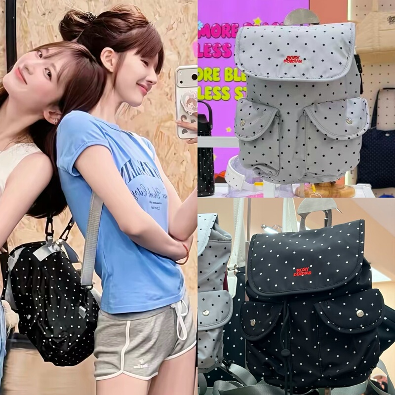 In Stock Rosydoedian Zhao Lusi Same Style Polka Dot Drawstring Backpack Casual Travel Backpack