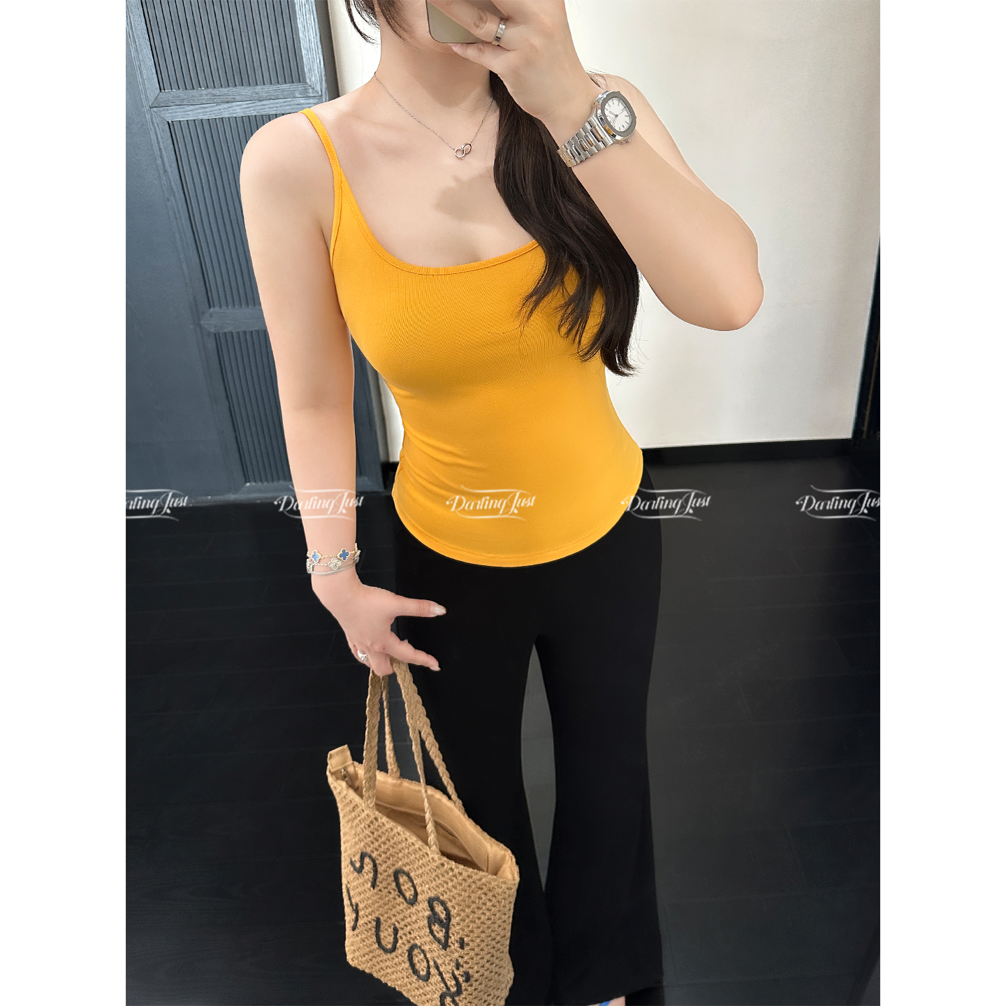 DarlingJust Ono Dun Dun [Evil Repair Sling] базовый женский топ на бретелях, облегающий внутренний верх