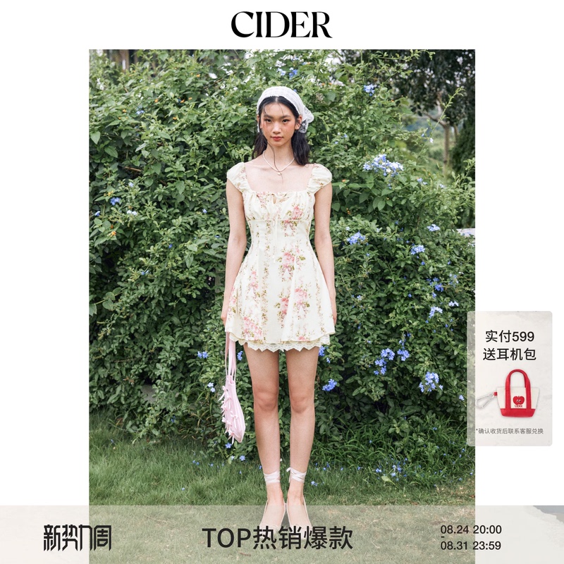 [Celebrity Style] Cider Authentic American Style Tank Dress Summer Strap Dress Floral Dress 114348921