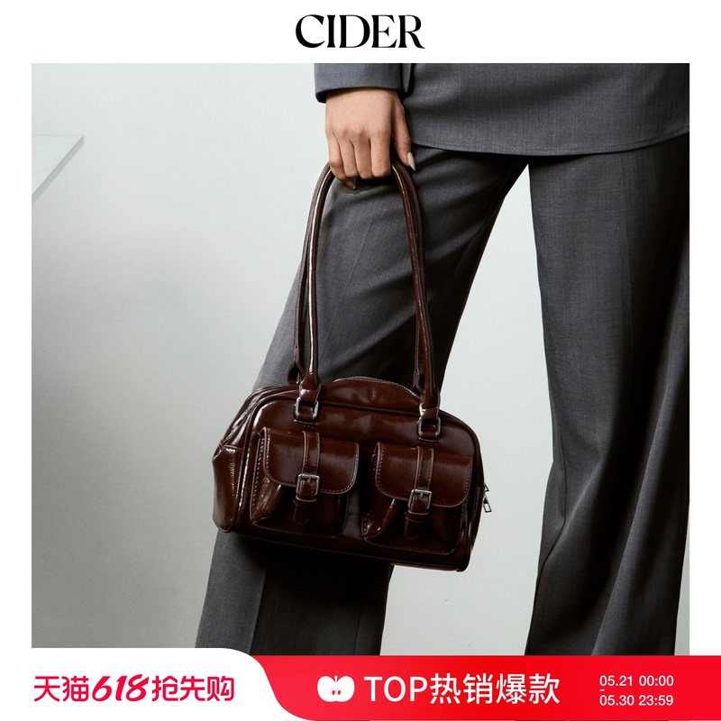 Cider Handbag Double Pocket Large Capacity Women's Bag Imitation Leather Boston Shoulder Bag 114335008 Cider Handbag Double Pocket Large Capacity Women's Bag Imitation Leather Boston Shoulder Bag 114335008