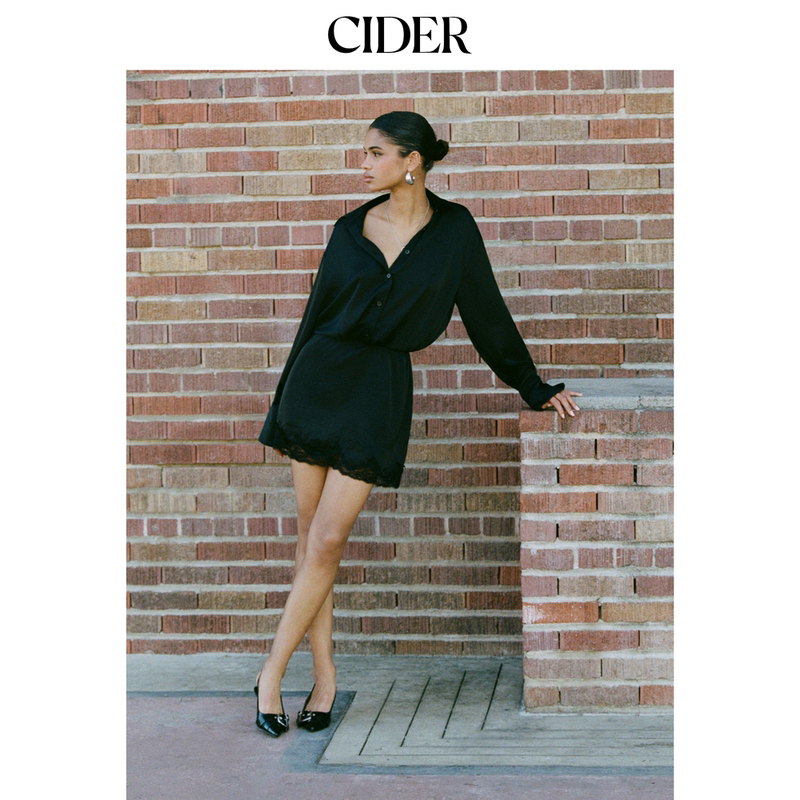 Cider2026 Spring New Satin Lace Patchwork Mini Dress 115214858 Cider2026 Spring New Satin Lace Patchwork Mini Dress 115214858