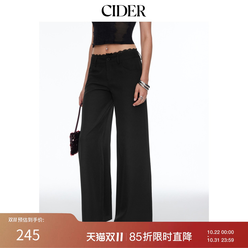 Cider New Autumn Product Lace-Trimmed Low-Waist Wide-Leg Pants 115488478