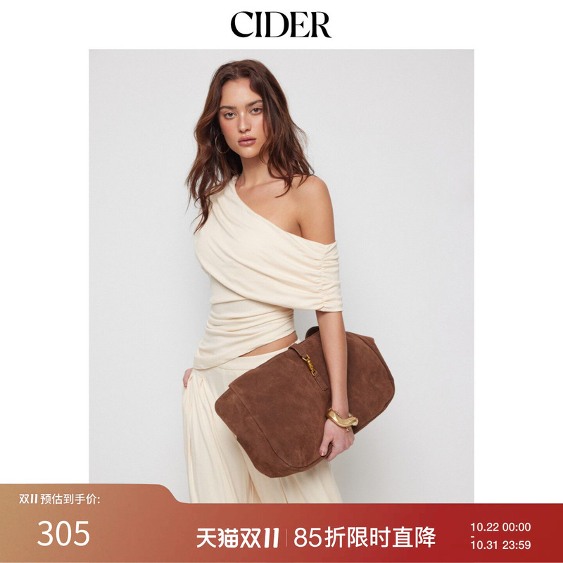 Cider2026 Early Autumn Outfit Asymmetrical Neckline Ruched Top Wide-Leg Mid-Waist Pants Set 115203968 Cider2026 Early Autumn Outfit Asymmetrical Neckline Ruched Top Wide-Leg Mid-Waist Pants Set 115203968