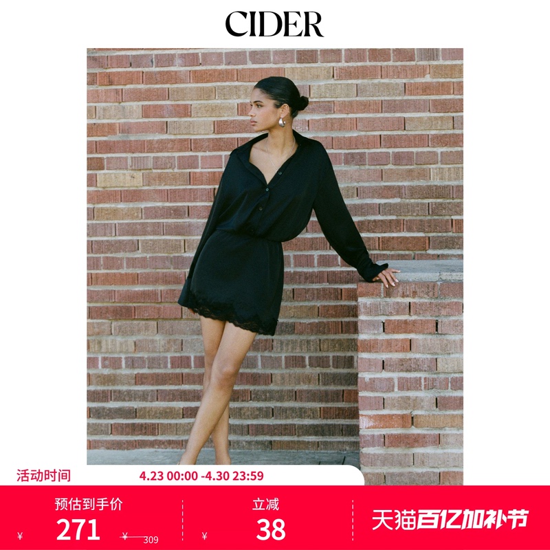 Cider2026 Spring New Satin Lace Patchwork Mini Dress 115214858