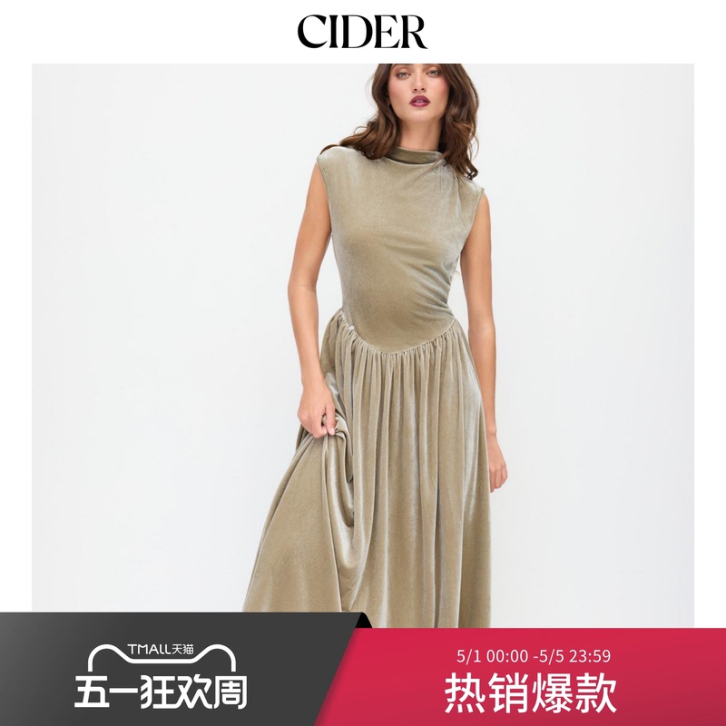 Cider Spring and Autumn Women's Velvet Elegant Two-Way Long Dress 114926955