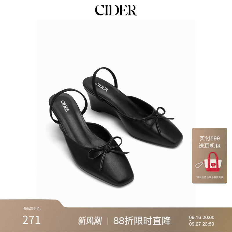 Cider2026 Autumn New Bowknot Slingback Wedge Shoes 115752083 Cider2026 Autumn New Bowknot Slingback Wedge Shoes 115752083