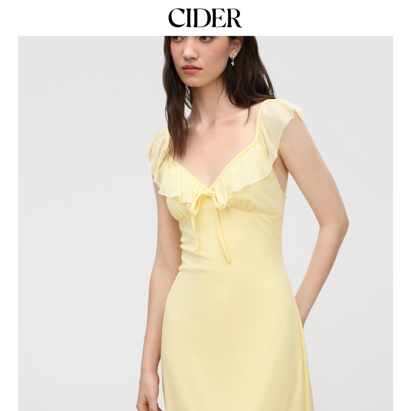 Cider Summer New Women's Clothing Sweet Lace-Up Ruffled Long Dress 114533672