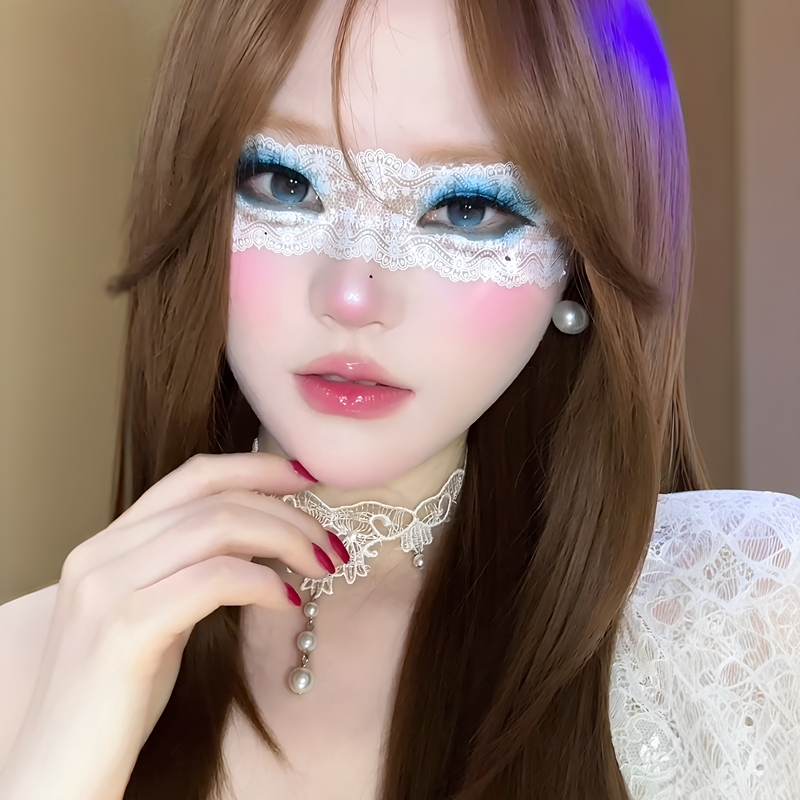 Girl's Eyes~White Lace Tattoo Stickers, Creative Cosplay Makeup Stickers, Waterproof and Sweat-Proof, Atmospheric Photo Props