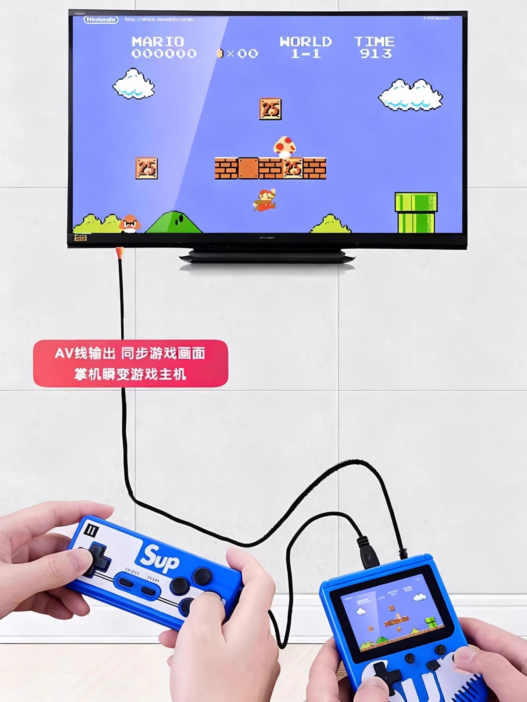 2025 New Model Sup Mario Handheld Retro Game Console, Two-Player Rechargeable Game Console, Brand New Classic Nostalgic Tiktok Version, Contra Adventure Island, Birthday Gift Reward for Students, Boys and Girls